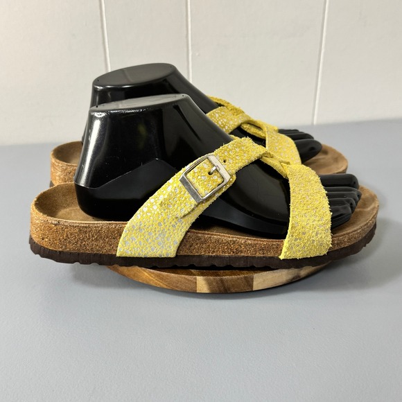 Yellow Birkenstock California Sandals Size 9.5-10 Adjustable Buckle Slides - Picture 1 of 9